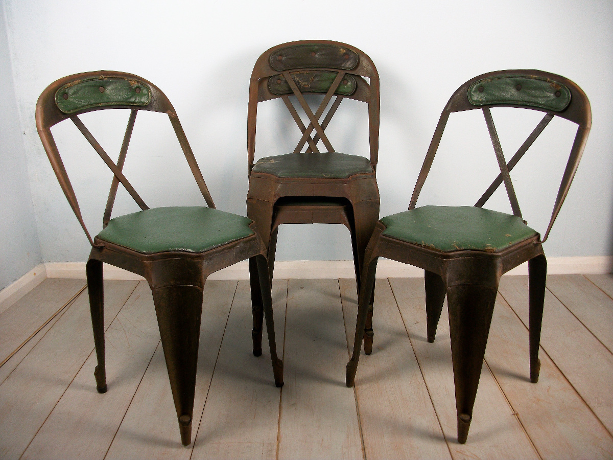 Rare Set of Four Stacking Chairs by Evertaut